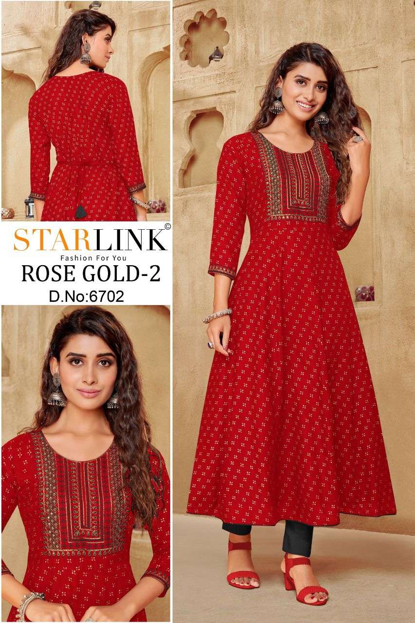 STARLINK ROSE GOLD VOL -2 RAYON PRINTED GOWN LATEST COLLECTION 