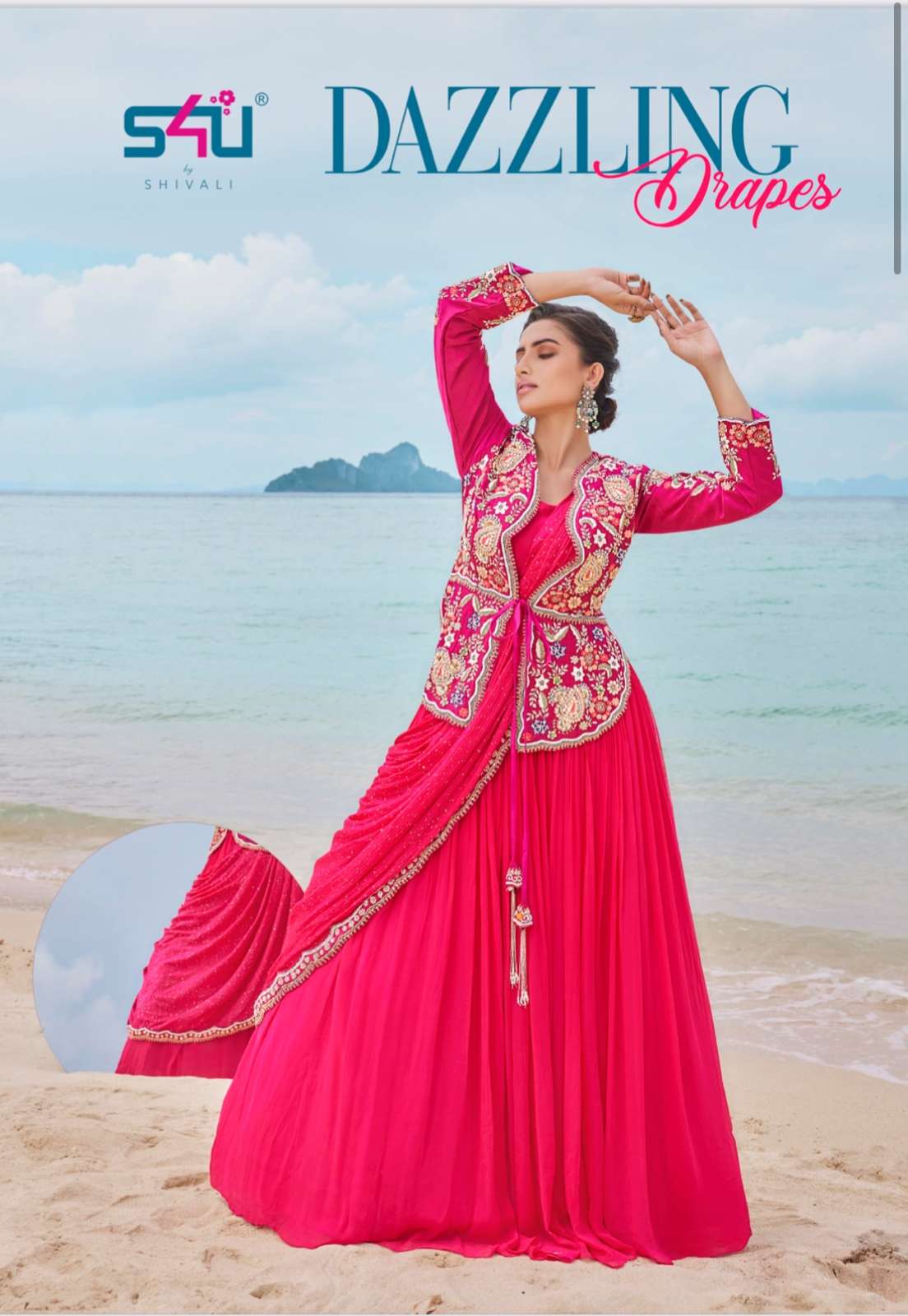 S4U PRESENT DAZZLING DRAPES PARTY STYLE GEORGETTE LYCRA READY TO WEAR DRAPES SAREE