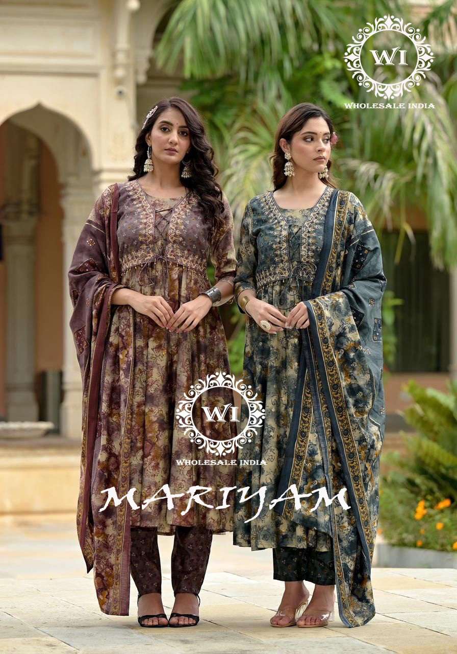 WHOLESALE INDIA MARIYAM PURE MUSLIN NEW AND MODERN STYLE KURTI PENT DUPATTA SET