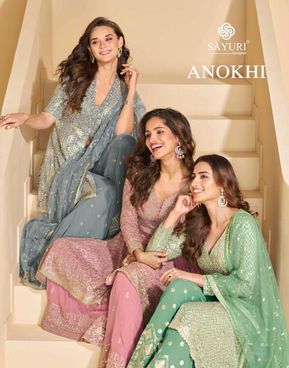 SAYURI ANOKHI GEROGETTE PARTYWEAR SUIT WHOLESALER 