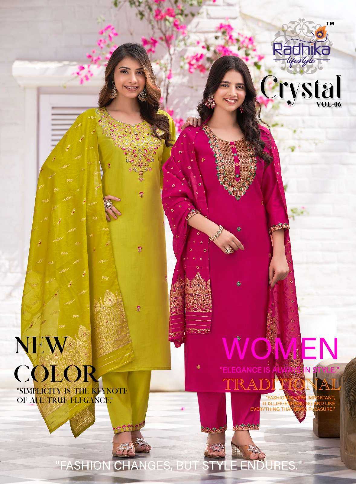 RADHIKA CRYATAL VOL 6 ROMAN SILK KURTI WHOLESALE COLLECTION 