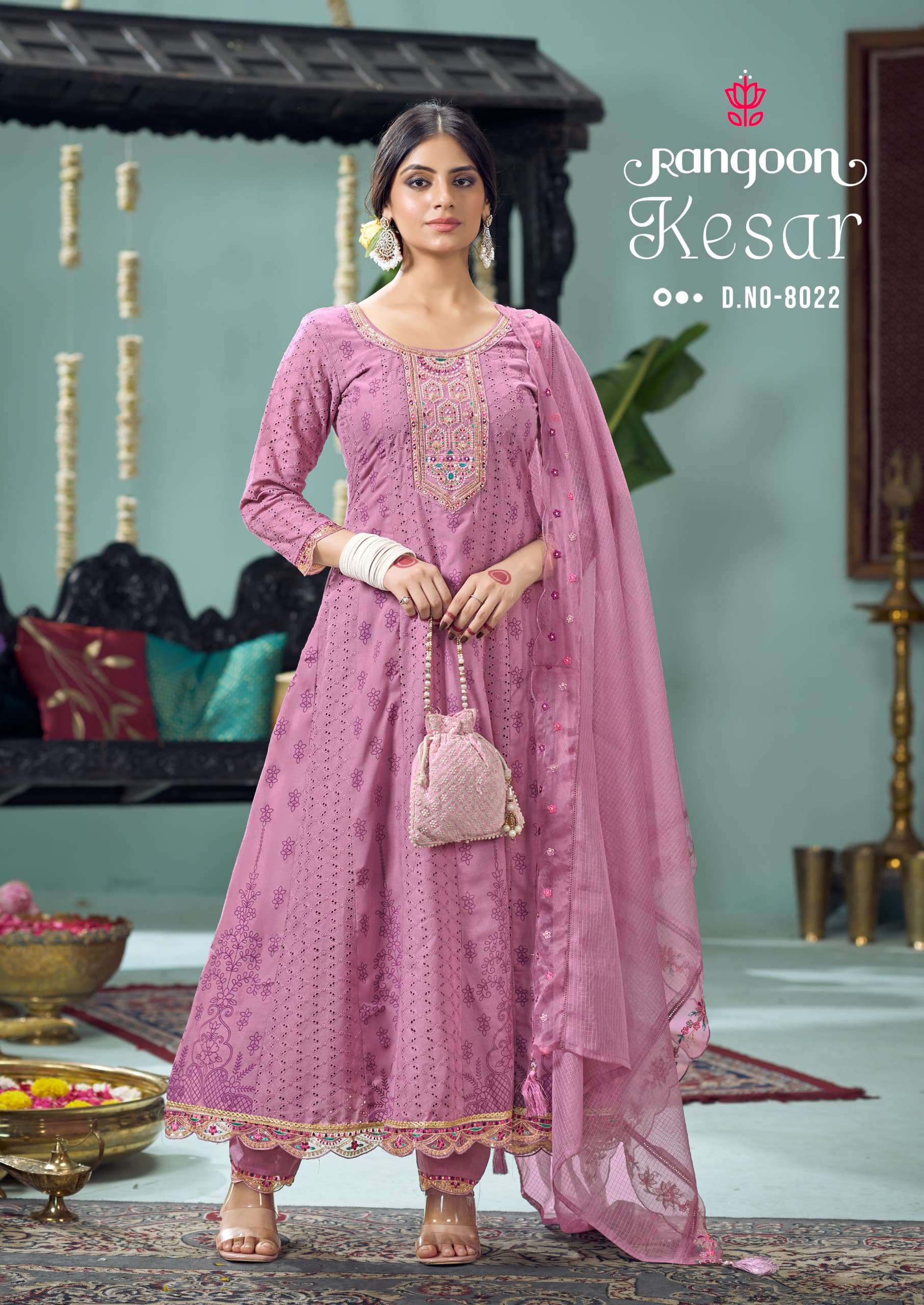 RANGOON KESAR COTTON ANARAKLI SUIT WHOLESALE COLLECTION 